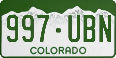 CO license plate 997UBN