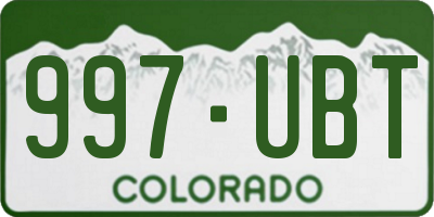 CO license plate 997UBT