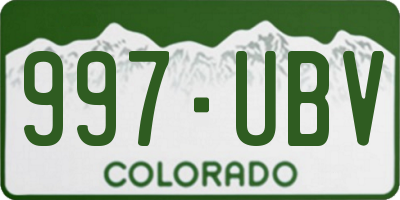 CO license plate 997UBV