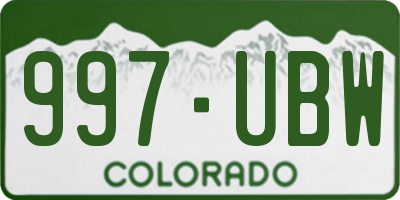 CO license plate 997UBW