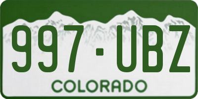 CO license plate 997UBZ