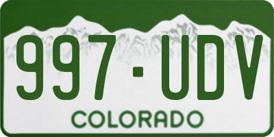 CO license plate 997UDV