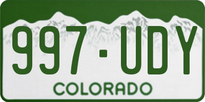 CO license plate 997UDY