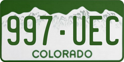 CO license plate 997UEC