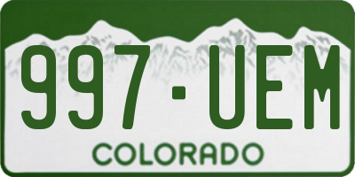 CO license plate 997UEM