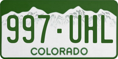 CO license plate 997UHL