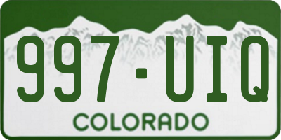 CO license plate 997UIQ
