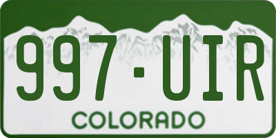 CO license plate 997UIR