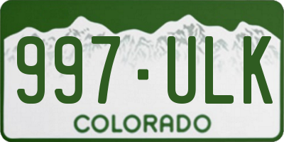 CO license plate 997ULK