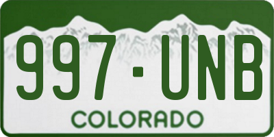 CO license plate 997UNB
