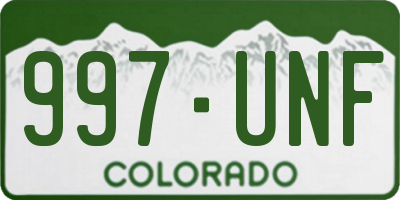 CO license plate 997UNF