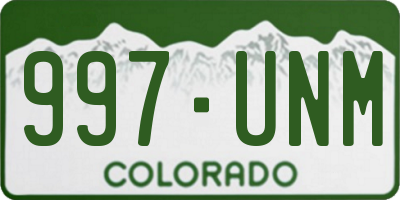 CO license plate 997UNM