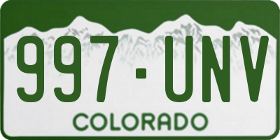 CO license plate 997UNV