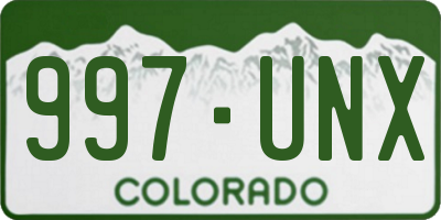 CO license plate 997UNX