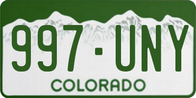 CO license plate 997UNY