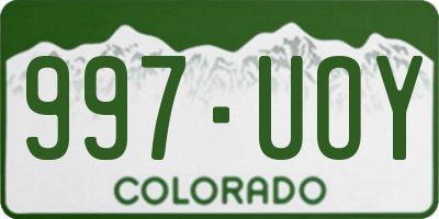 CO license plate 997UOY