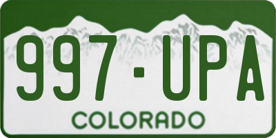 CO license plate 997UPA