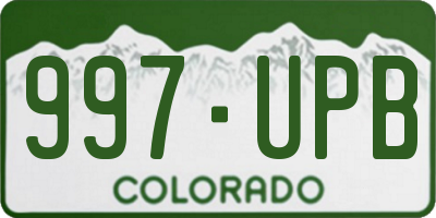 CO license plate 997UPB