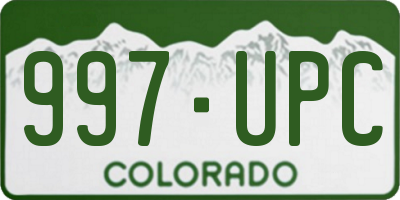 CO license plate 997UPC