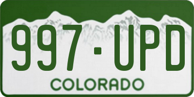 CO license plate 997UPD