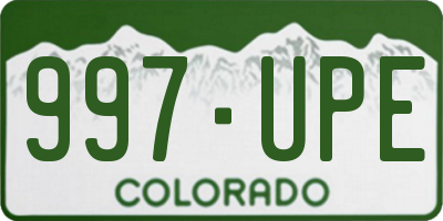 CO license plate 997UPE