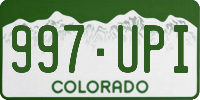 CO license plate 997UPI