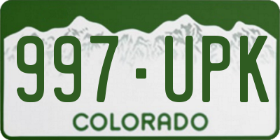 CO license plate 997UPK