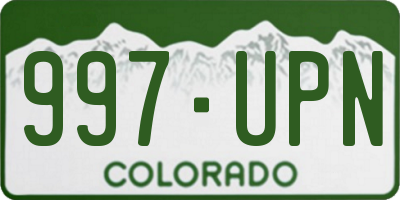 CO license plate 997UPN