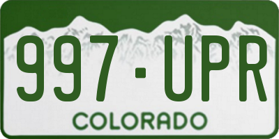 CO license plate 997UPR