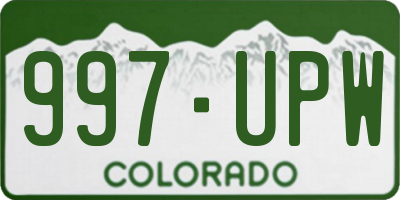 CO license plate 997UPW