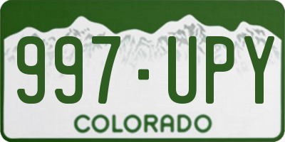 CO license plate 997UPY