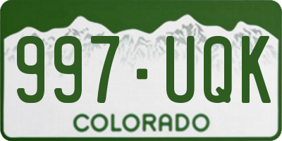 CO license plate 997UQK
