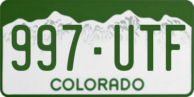 CO license plate 997UTF
