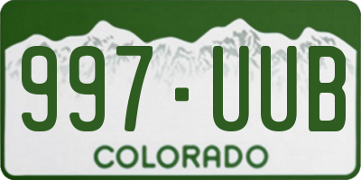 CO license plate 997UUB