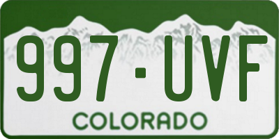 CO license plate 997UVF