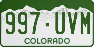 CO license plate 997UVM