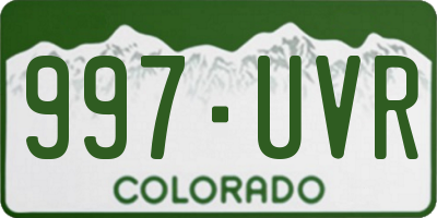 CO license plate 997UVR