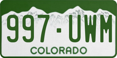 CO license plate 997UWM