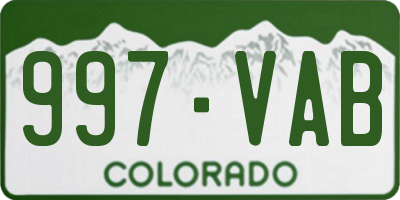 CO license plate 997VAB