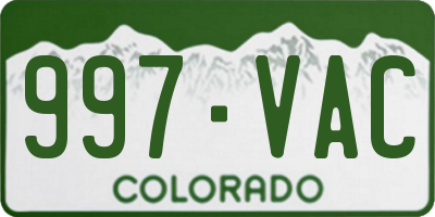 CO license plate 997VAC
