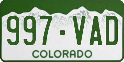 CO license plate 997VAD