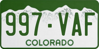 CO license plate 997VAF