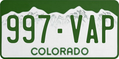 CO license plate 997VAP