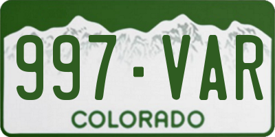 CO license plate 997VAR