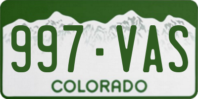 CO license plate 997VAS