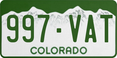 CO license plate 997VAT