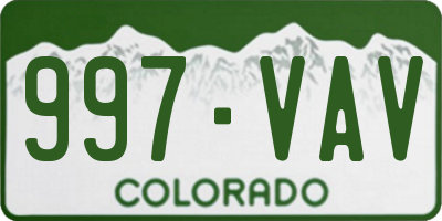 CO license plate 997VAV