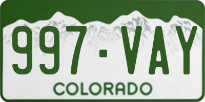CO license plate 997VAY