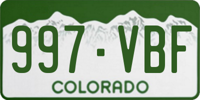 CO license plate 997VBF
