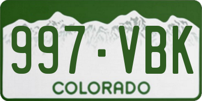 CO license plate 997VBK